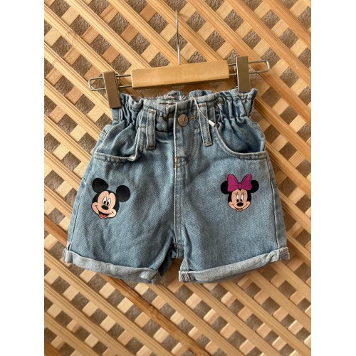 Mickey&Minnie   baskılı kız çocuk jean  şort